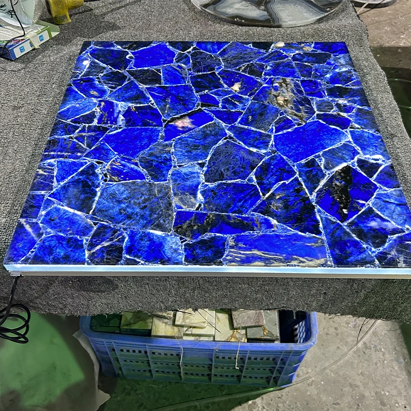 Custom Large Size Translucent Japser Crystal Quartz Gemstone Slab For Backlit Background Wall Decoration