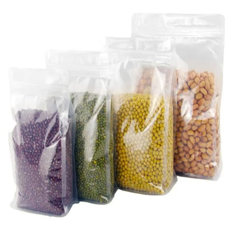 Custom Resealable Clear Transparent Food packaging Nuts Plastic Stand Up Bottom Gusset Pouch Zipper Bag