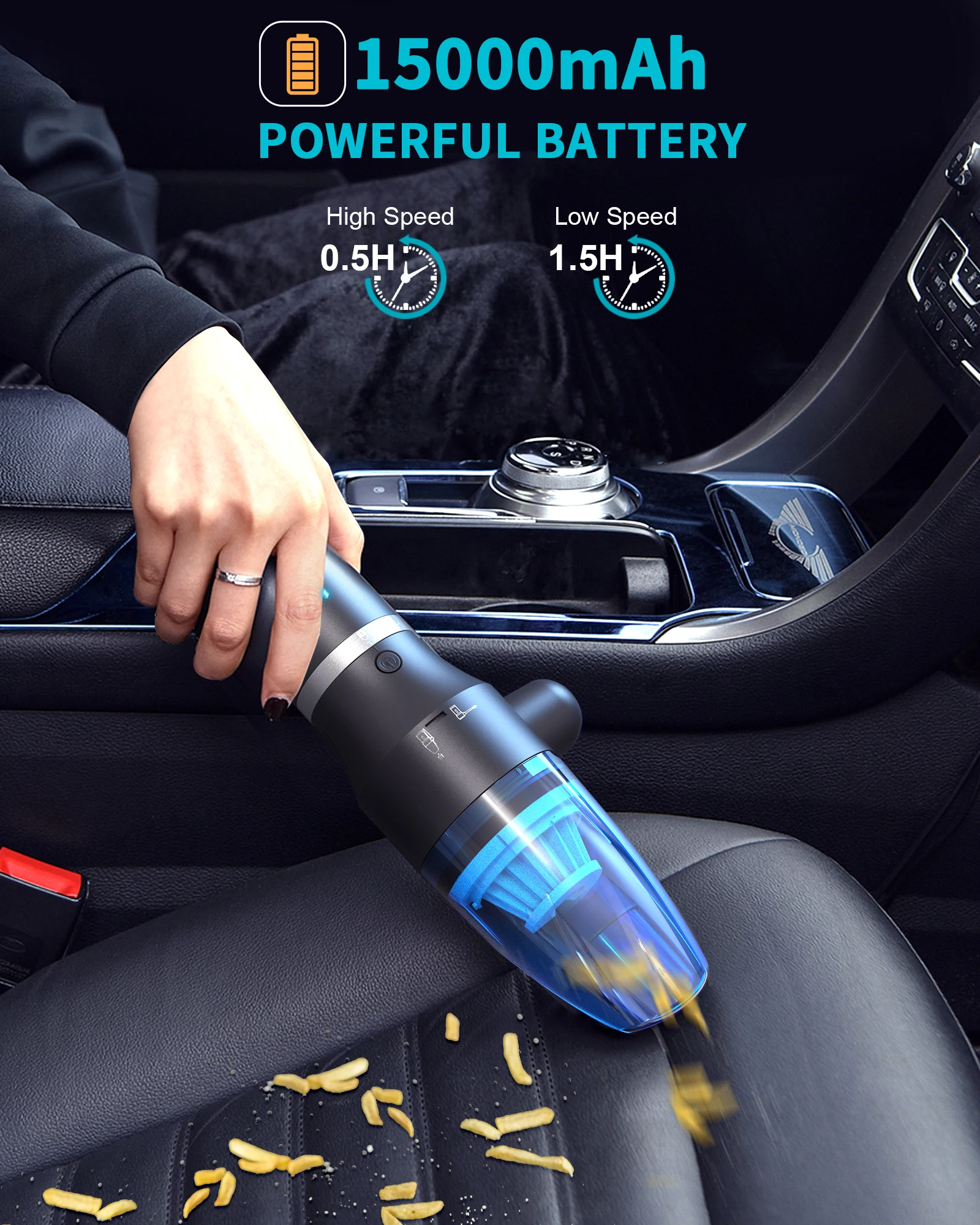 OPOLAR 15000mAh 77000RPM Keyboard Cleaner Computer Cordless Air Duster Vacuum 2 in 1 Electric Compressed Rechargeable Air Duster