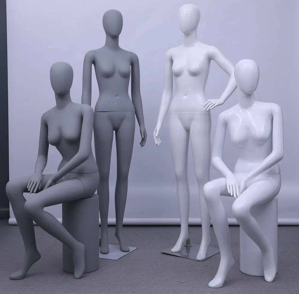 Matte Grey Plastic Full Body Female Mannequins For Display