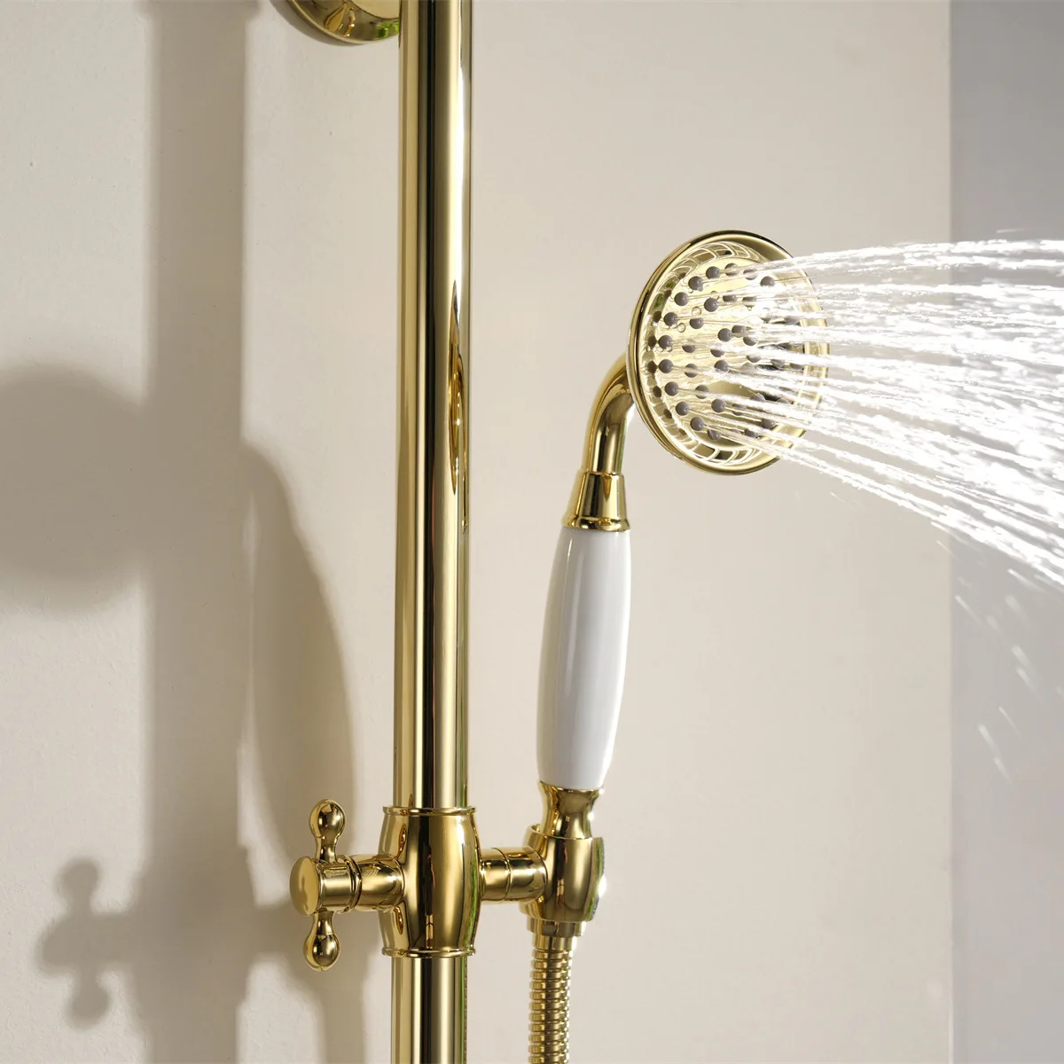 Antique Brass Shower System Slide Bar Shower Faucet Set Wall Mounted Shower Combo Set
