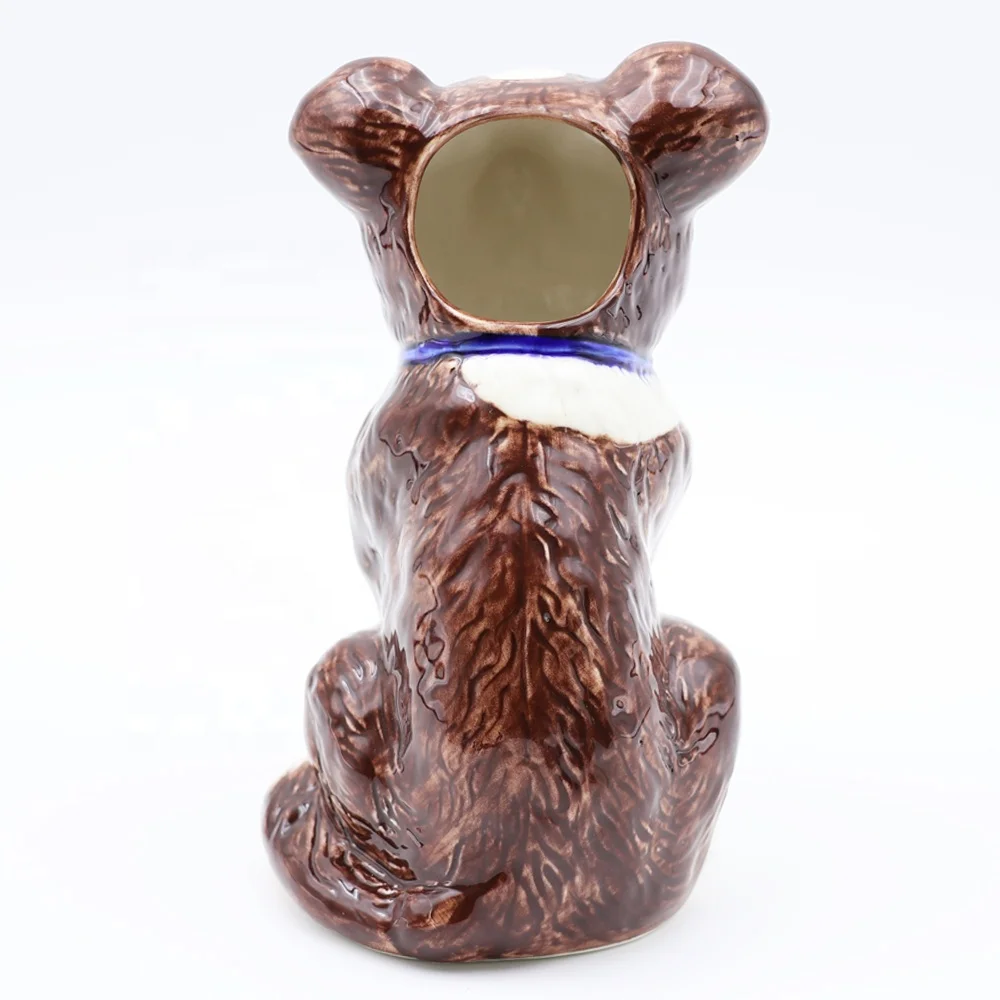 Custom wholesale high grade present gift cute puppy cocktail cups porcelain embossed 3d animal mugs ceramic cool dog tiki mug