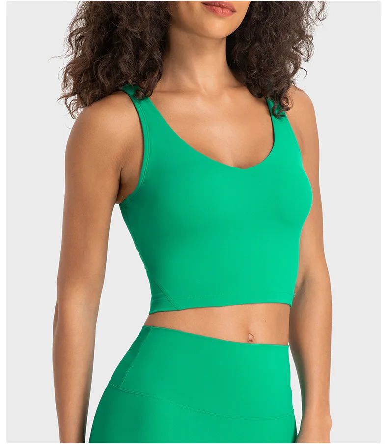 S2054 Lulu Buttery Soft Align Yoga Push Up Tank Top Shock Proof Fitness Yoga Crop Top longline sports bra  Activewear gym wear
