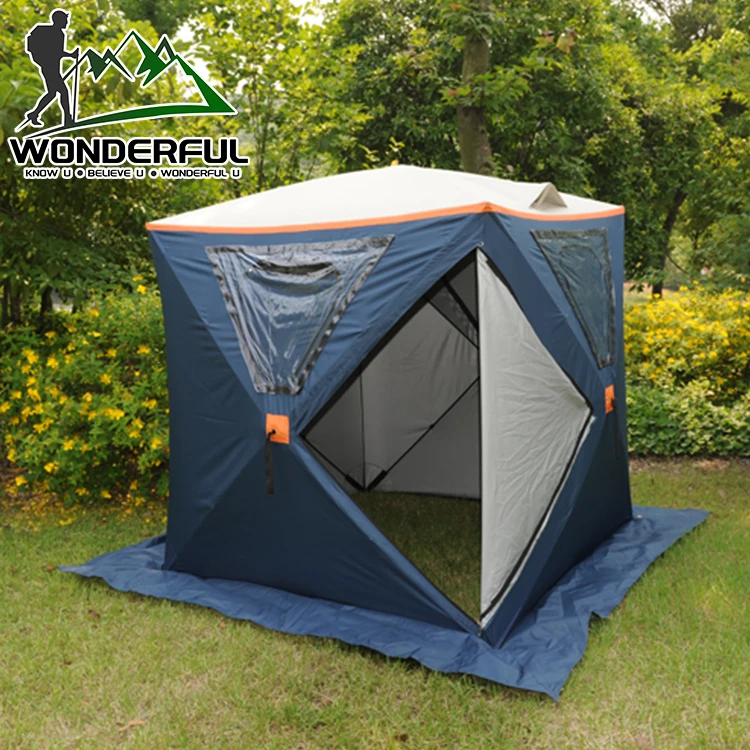 Wholesale Automatic 2 3 Person 300D Oxford Winter Outdoor Opening Cube Camping Pop Up Ice Fishing Tent