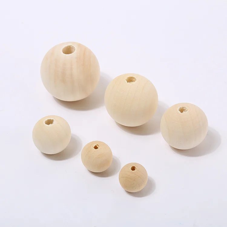 4mm 6mm 8mm 10mm 20mm 30mm 40mm 50mm Wooden Teething Beads Natural Color Round Lotus Wood Bead Assorted Size In Bulk