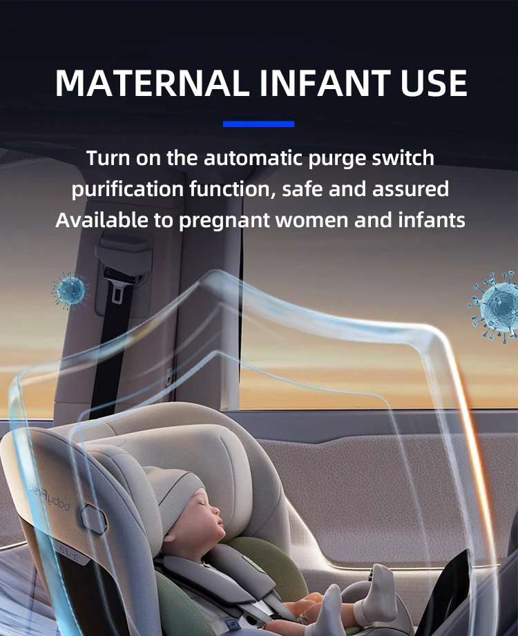 CKJ-01A 2024 Mini Portable High Quality Battery Powered Car Air Purifier with USB In-Car HEPA Filter