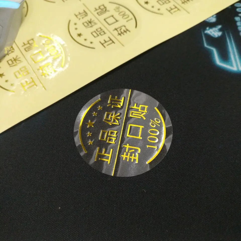 Custom Printing Logo Roll Transparent Labels Gold Foil Clear Self Adhesive Private Stickers Label