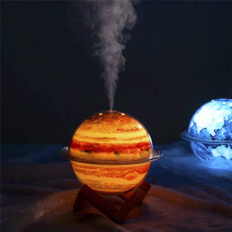 New Night Lamp Atomizer fogger oil diffuser Essential Oil Ultrasonic Humidifier 3D Planet Galaxies usb humidifier with wood sten
