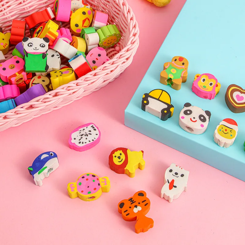 Factory wholesale custom correction stationery prizes cartoon hollow eraser solid eraser