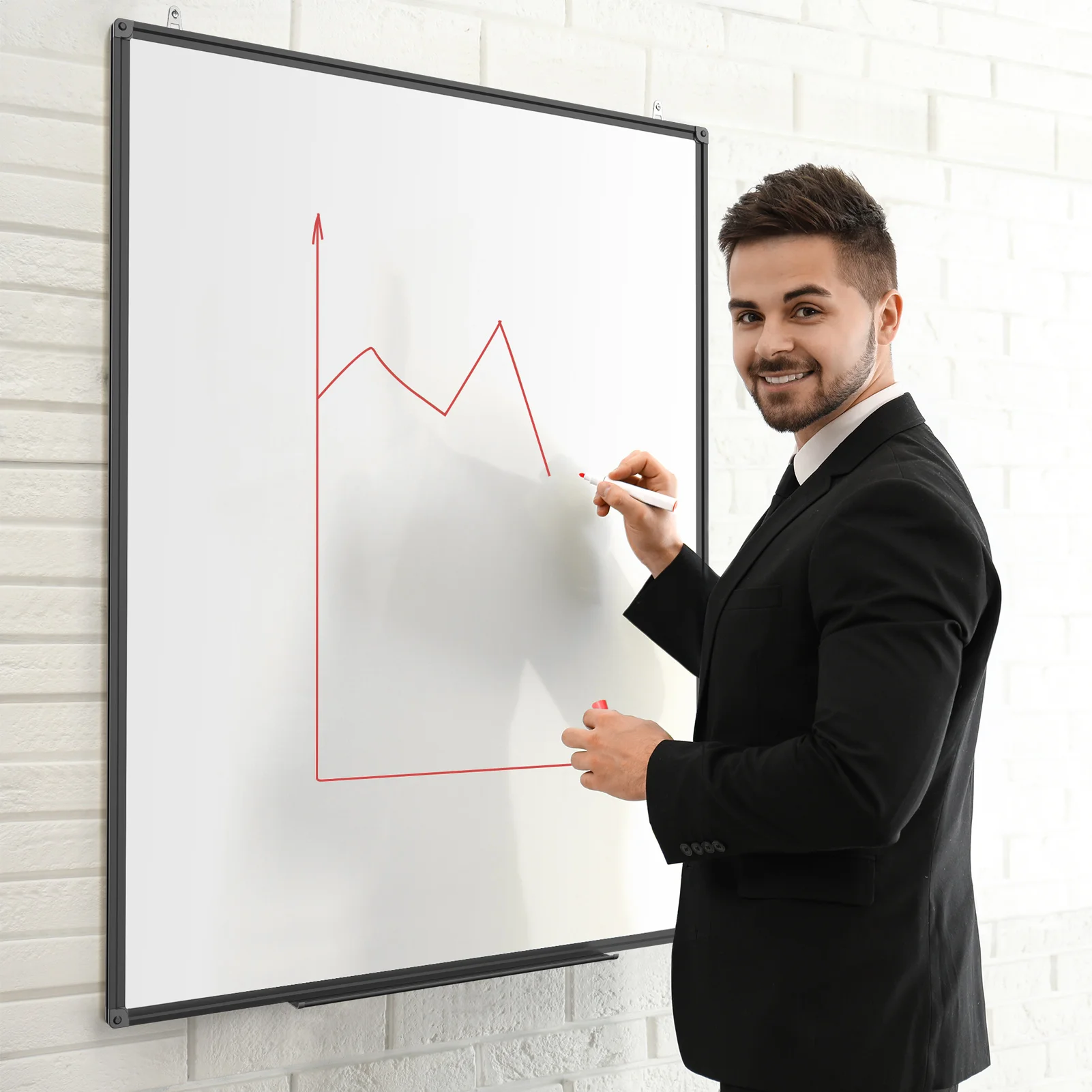 48*36inch  magnetic writing whiteboard with pen tray and marker for classroom school  from factory