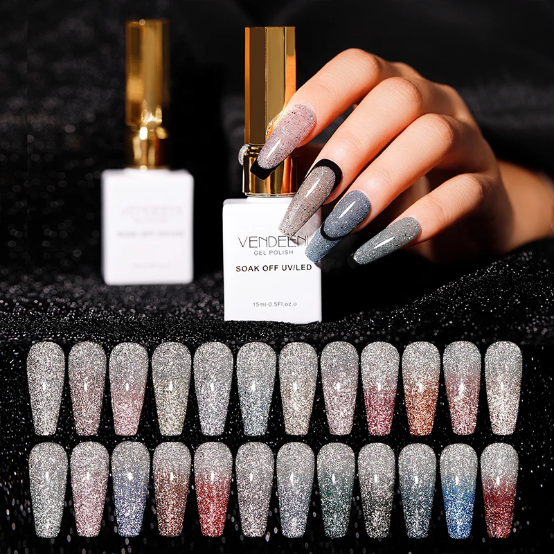 Oem Nail Polish Top Quality 15ml Sparkle Gel Glitter Reflective Disco Gel Polish Private Label Sugar Flash Gel Polish