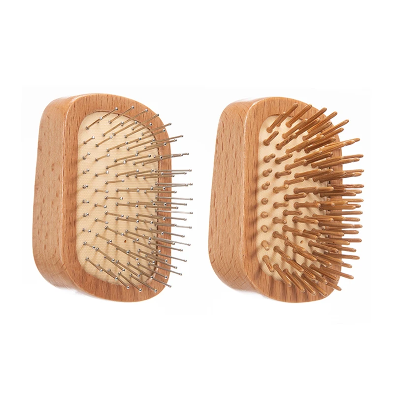 Beech Airbag Comb Scalp Massager Mini Wooden Hair Comb Smooth Detangling Hair Brush Anti Static For Hair Growth and Repair