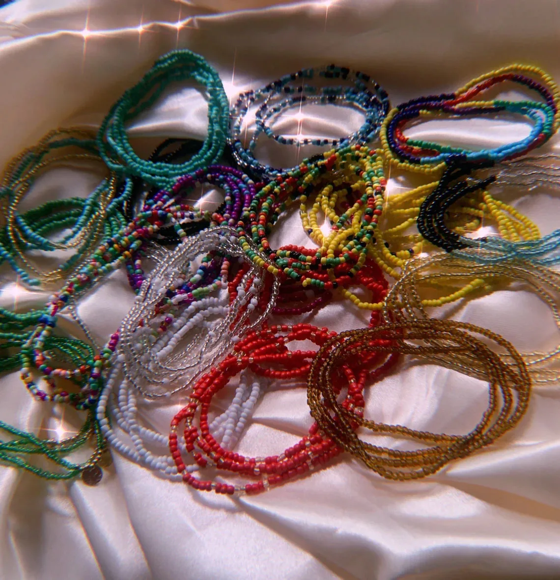 Handmade African Waist Beads Bracelet woman sexy body elastic Multi Layer Chain Set Colorful Seed Bead Waist Beads Belly