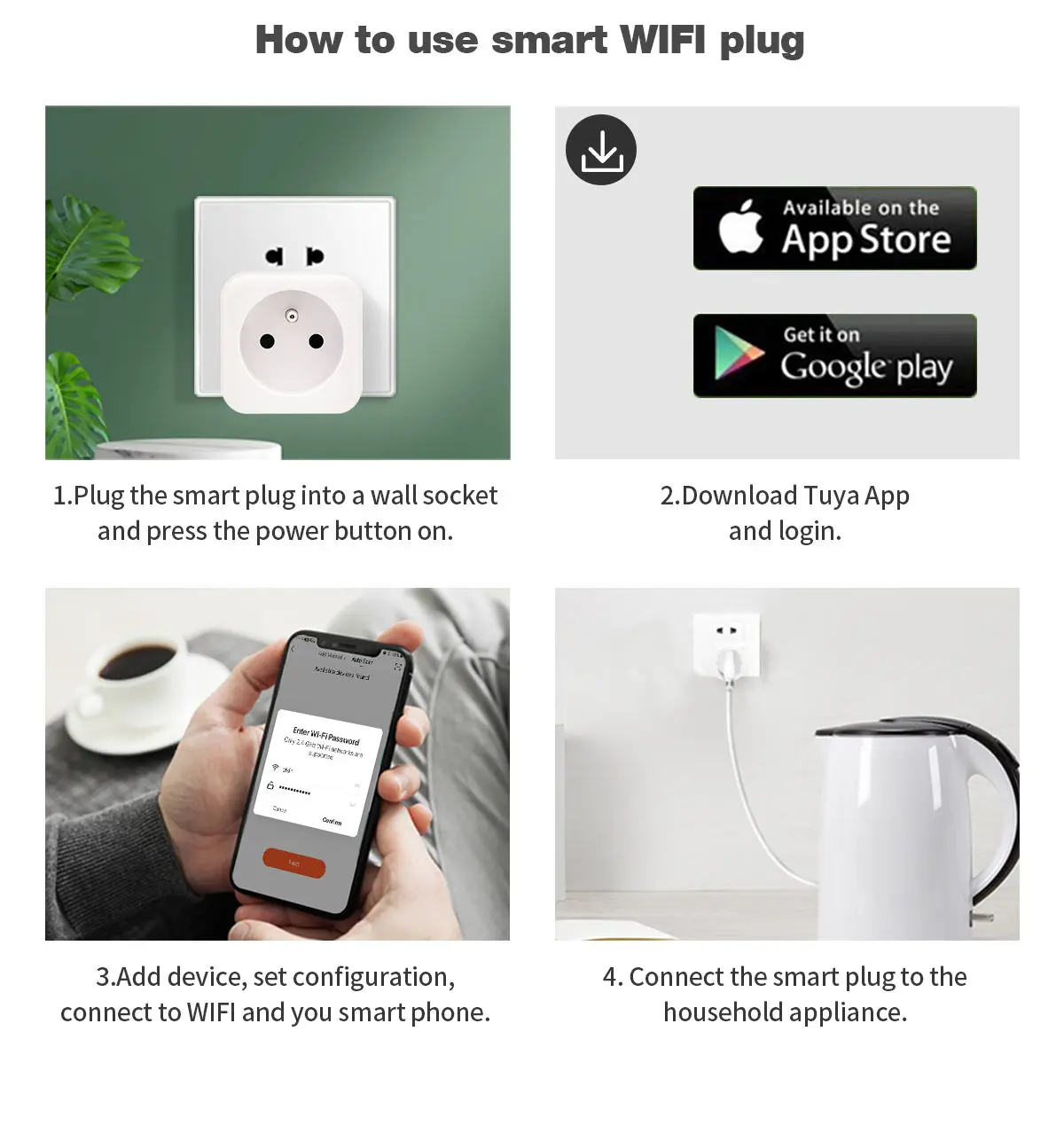 Wellux Tuya Вай-Фай совместимый счетчик энергии по беспроводной сети в ЕС smart plug ЕВРОПА пт Подключите смарт-розетка