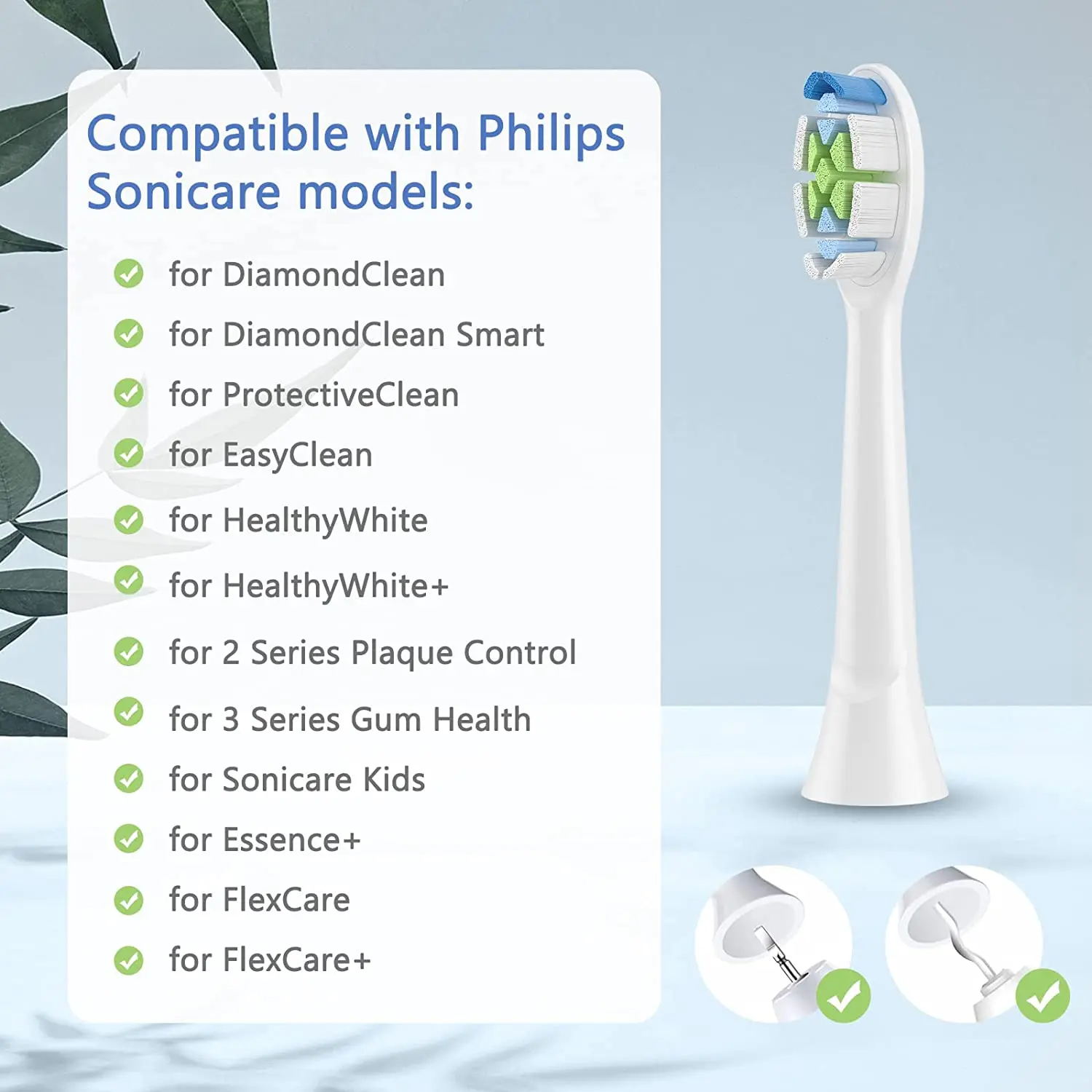 Multiple Packaging Options DiemondCleaning Copper-Free Flocking Electric Toothbrush Heads for Philps C2 C3 C1 G2 W