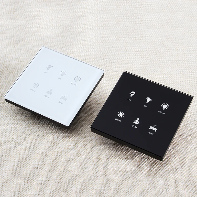 Black White 6 button 12V DC RS485 Modbus Protocol smart Hotel light touch switch
