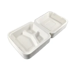 Sugarcane Biodegradable Tableware Take out clamshell Food Box Bagasse food box to go lunch