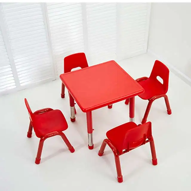 HPL height adjustable child kindergarten furniture toddler table and chair set