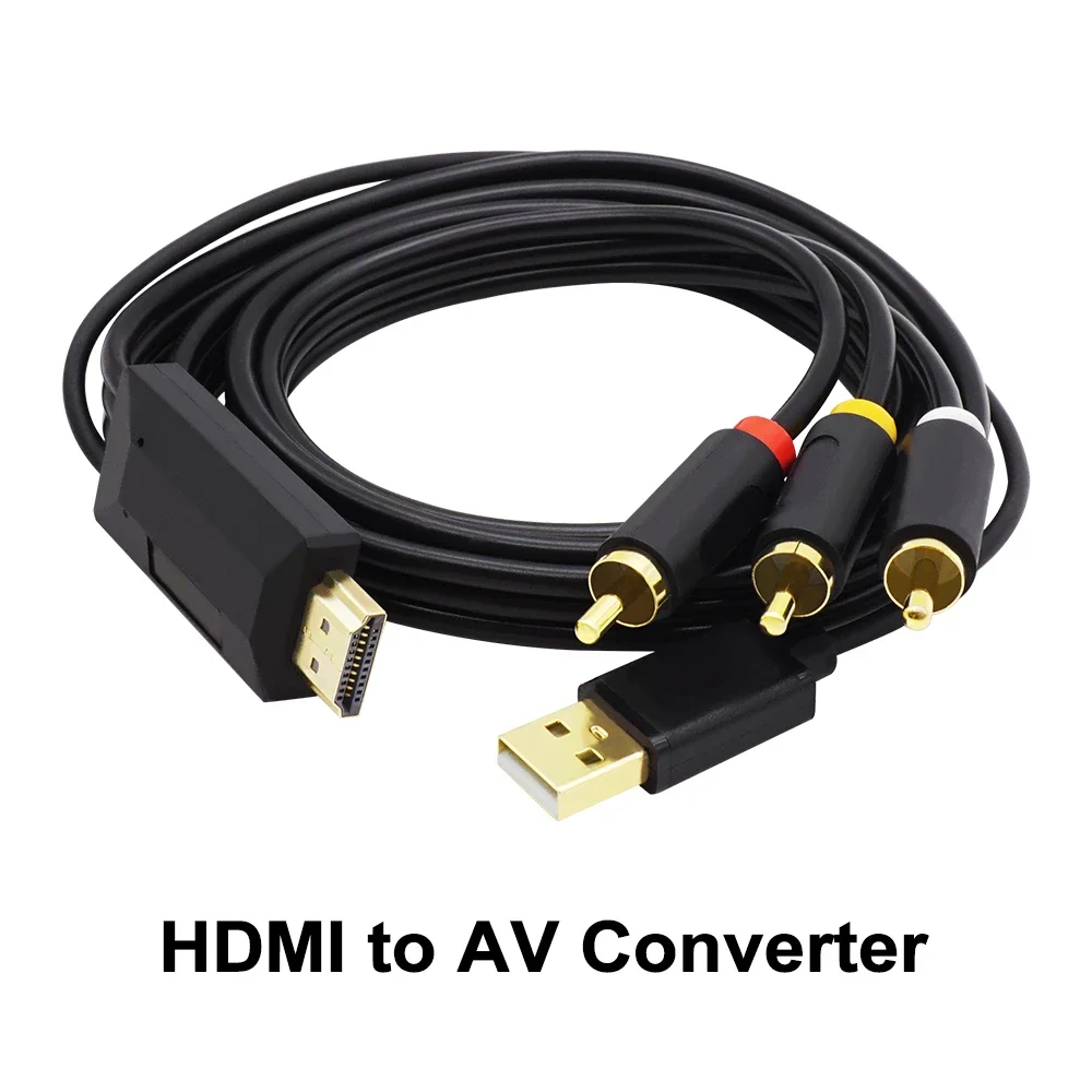 HDMI to AV CVBS Composite Converter RCA Cable For Retrogaming Consoles PC PS4 PS5 XBOX