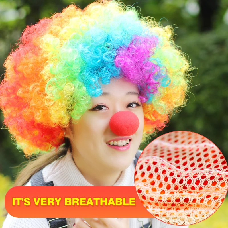 
Funny Wig Color Clown Headgear Children Funny Props Show Hair Funny White Show Green Curly synthetic Hair wigs free glasses 