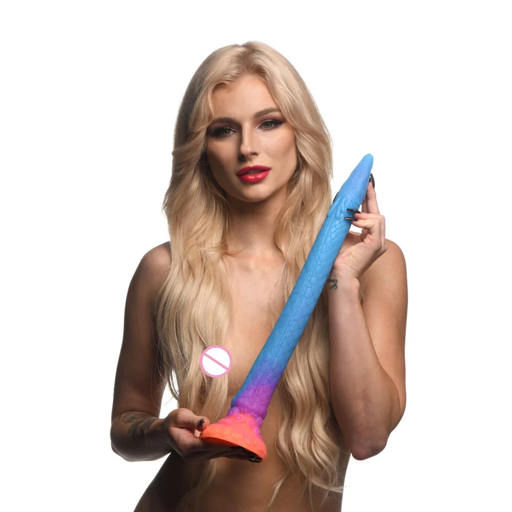 Glow-in-the-Dark Luminous Silicone Creature Cock Tentacle 46cm Super Long Snake Animal Dildo Fantasy Monster XNXX Anal Butt Plug