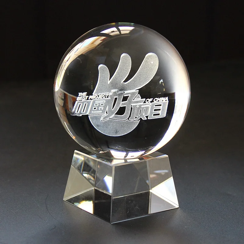 3D Moon Crystal Ball Paperweight Laser Engraved Glass Sphere Display Globe Meditation Ball Home Decor with Crystal stand