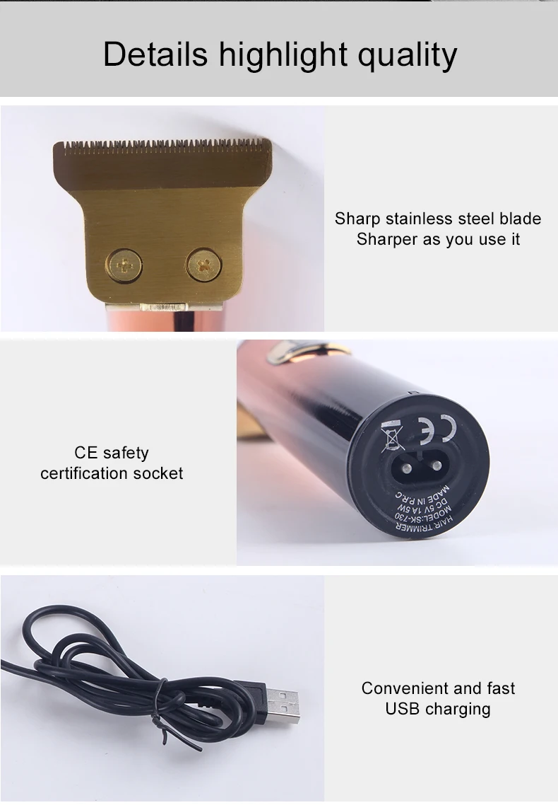 Professional Orange Beard Man Electric Clipper LCD USB Chargeable Oil-head Hair Trimmer Clippers