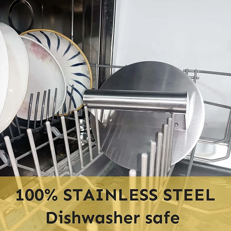 Factory Stainless Steel Burger Press, 6.2 inch Round Burger Smasher for Flat Top Griddle Grill Cooking