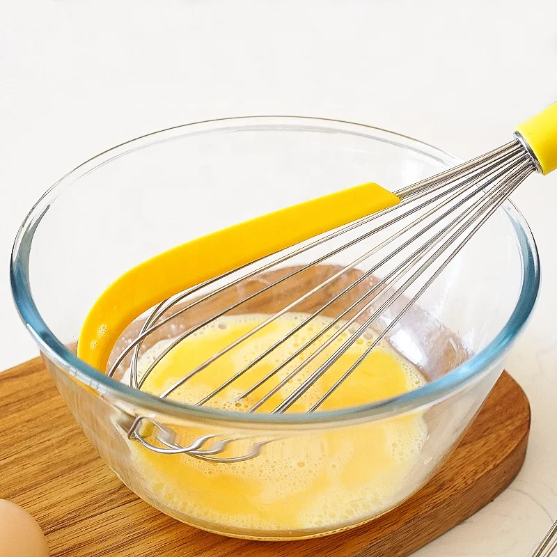 12 inch Egg Blender Beater 2in1 Egg Manual Silicone Balloon Whisk With Spatula & TPR Handle