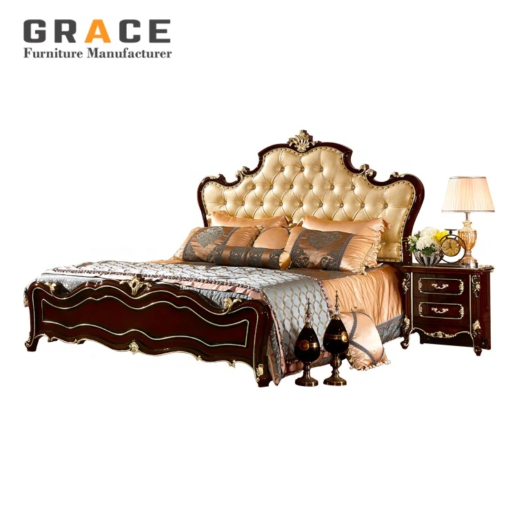 H8830R indian royal style furniture antique gold bedroom sets american design