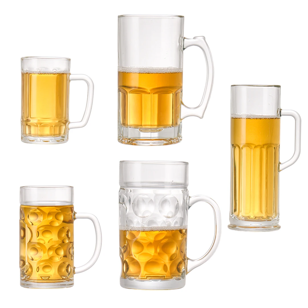 Wholesale Custom Private Label Logo Classic 1L Beer Glasses High Quality Glass Beers Mug Large Clear Beer Glass With Handle