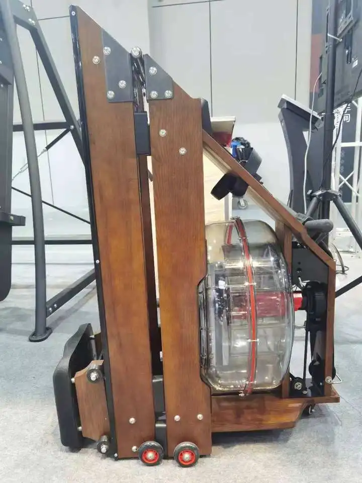 Wholesale Customized Gym Equipment Foldable Wood Water Rower Folding Seated Water Rowing Machine