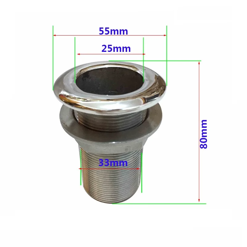Морской канализационный слив отверстие для отверстия трубы болт из нержавеющей стали 1 дюйм полный провод фурнитура