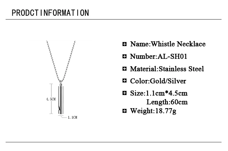 Alin Stainless Steel Stock Anti Anxiety Gold And Silver Necklace Whistle Anxiety Meditation Healing Pendant