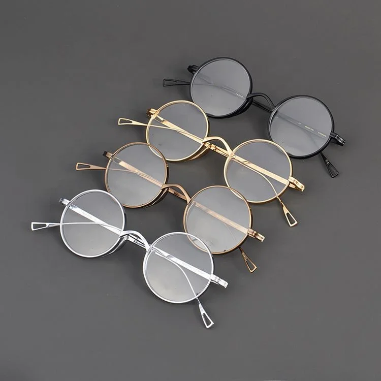 Shenzhen Retro High Quality Titanium Round Eyeglasses Eyewear Memory Titanium Chunky Round Optical Frame Spectacle Eye Glasses