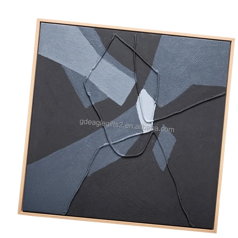 EAGLEGIFTS Custom Large Size 52cm Black Gray 3D Textured Wall Art and Painting Abstract Art Design Print Fabric for Art Works