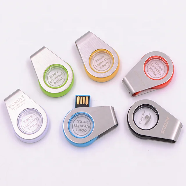 360 degree rotating USB light acrylic Pendrive 64GB 32GB 16GB 4GB U Disk Memory Stick USB 2.0  3.0 Brand LED USB Flash Drive