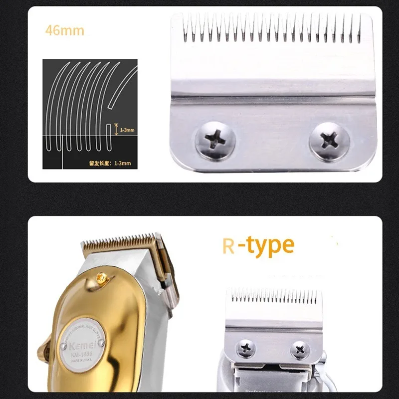 Kemei 1986 All-metal Barber Professional Hair Clippers Electric Cordless LCD Hair Trimmer Gold Silver Hair Cutting Machine Mower
