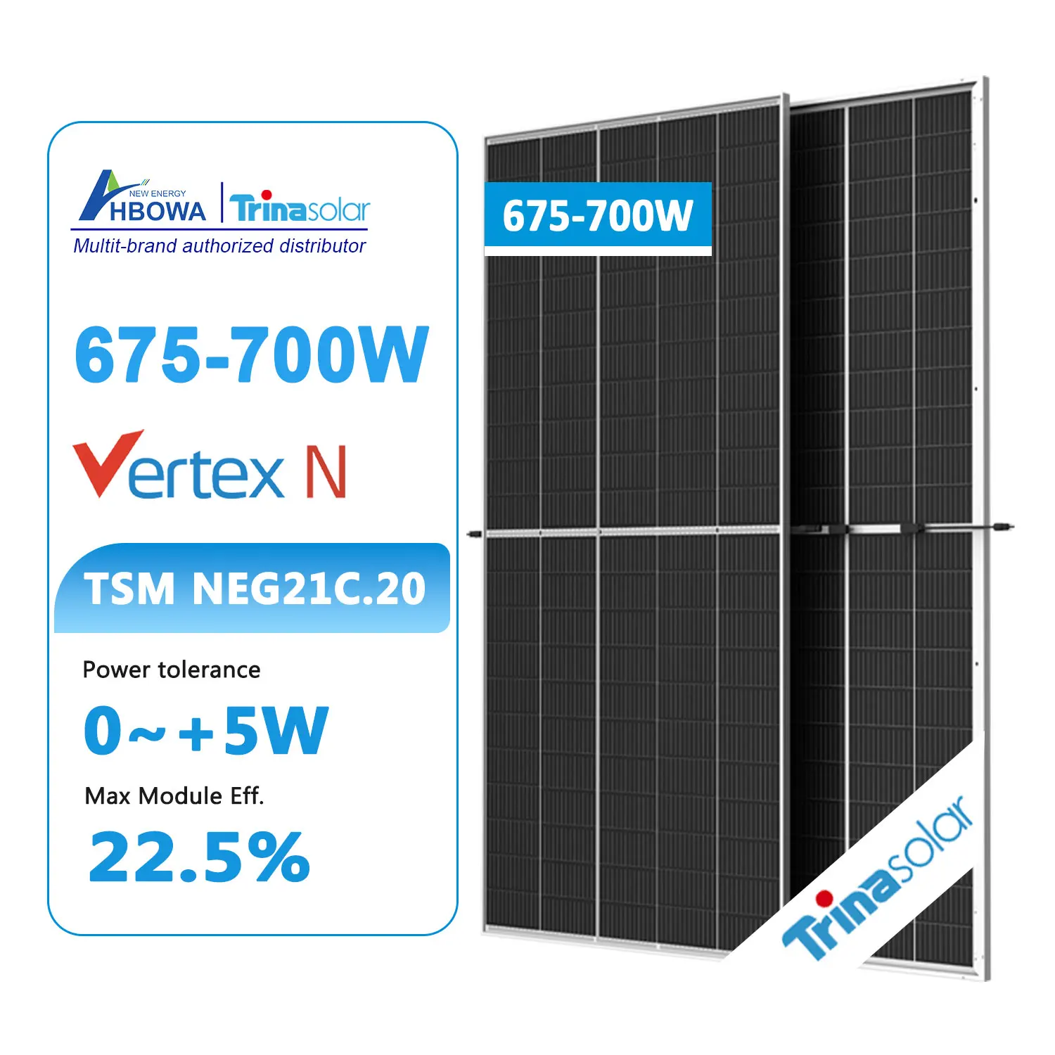 50000 Watt Solar Panels Bifacial Trina Solar Panels 1000w 660w 670w 680w 690w 700w Solar Panel