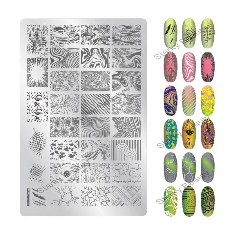 2024 Mix Designs Big Size Flowers Image Nail Metal Stamp Plate fashion nail art Template Stencils