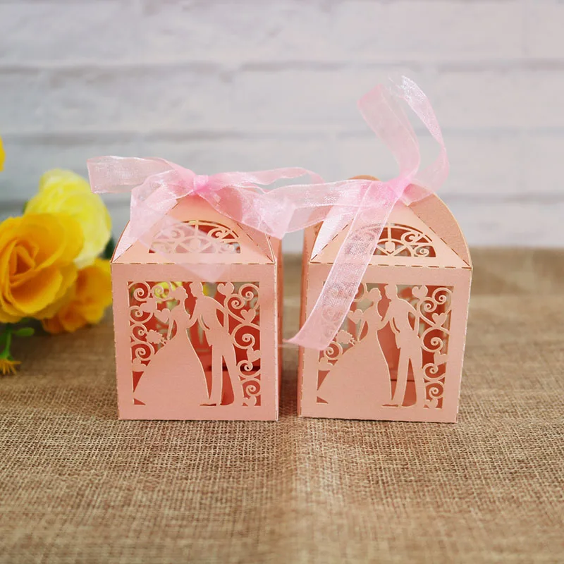Laser Cut CookieBox Custom make Pearl Paper Box Wedding Favors Box for Party
