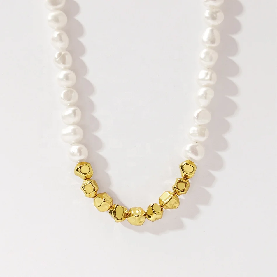 nagosa vintage women charm jewelry 18k gold vermeil brass gold beaded freshwater pearl necklaces
