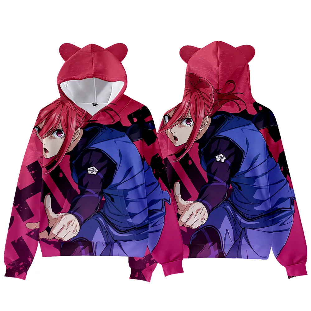 Fitspi 3d Anime Hoodies Women Men Cat Ears Pullovers Tops Boys Girls Cartoon Comic Isagi Cosplay Costume Sweatshirts