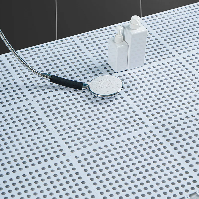 Shower Mat Washable Non Slip Bath Mats Plastic Non Slip Drain Hole DIY Square TPE Floor Bathroom Rug Shower Massage Bath Mat