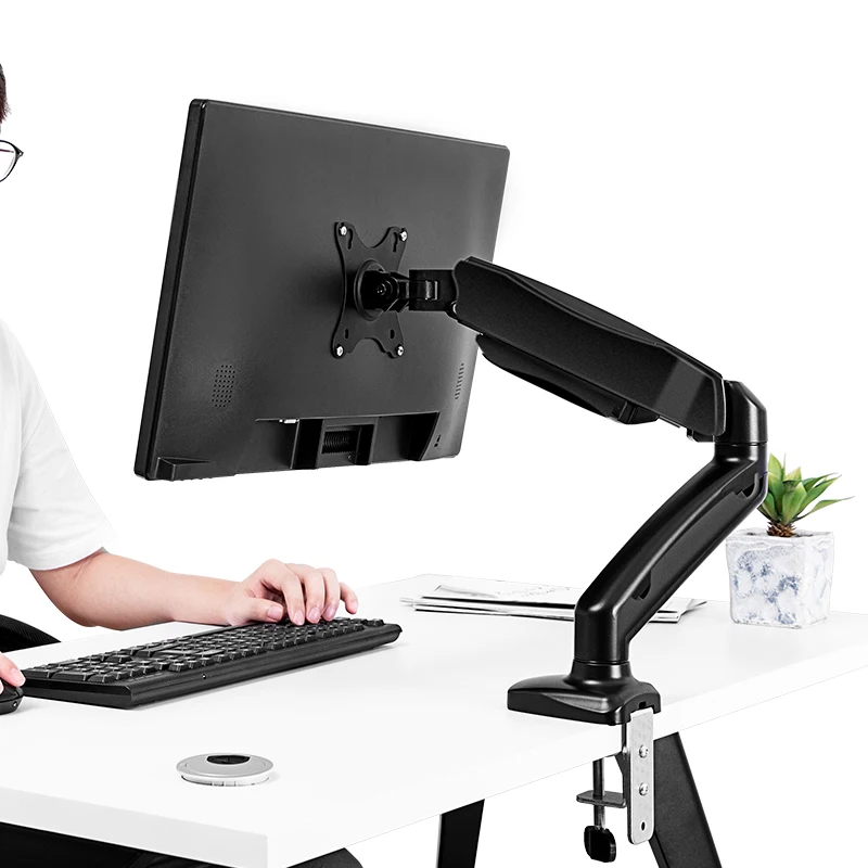 White / Black Gas Spring LCD Monitor Arm Monitor Holder Mount Stand Desk Top Vesa Lcd Arm Swivel 13-32 inch