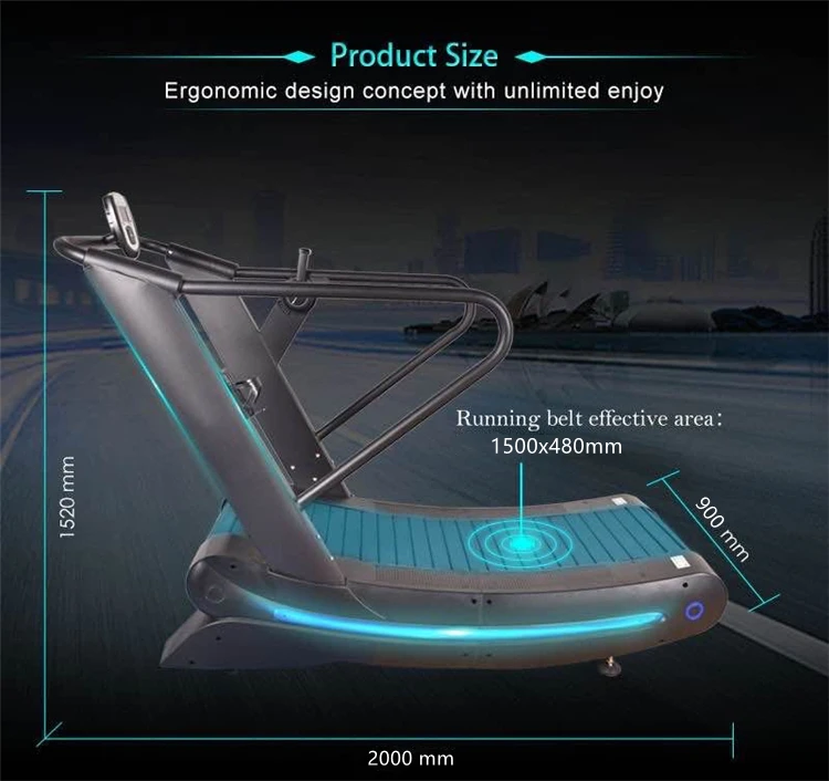 Home Commercial Motorless Manual Woodway Curved Treadmill