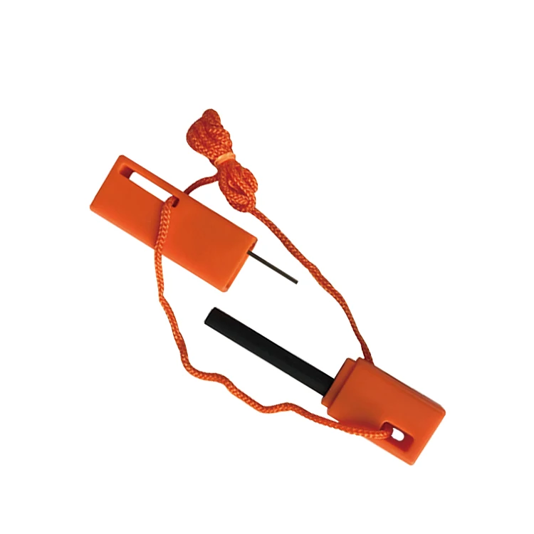 Nickel rod bagged flint fire starter bushcraft survival fire steel belt strikers camping outdoor easy to carry orange hunting em