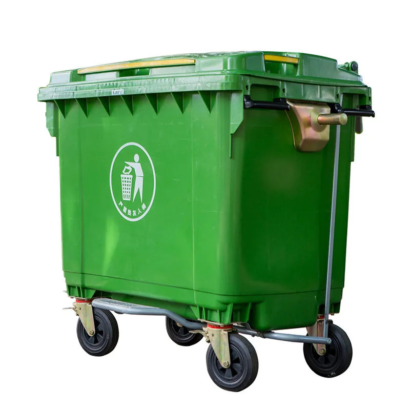 Trash Can Garbage Dustbin Trash Barrels Sanitation Truck Plastic with 4 Wheels for Outdoor Multipurpose Plastic Storage Bins