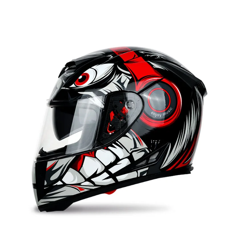 Stock Electric Motorcycle Helmet Full-Coverage Cool Plated Color Lens Motorcycle Bicycle Full Face Helmet