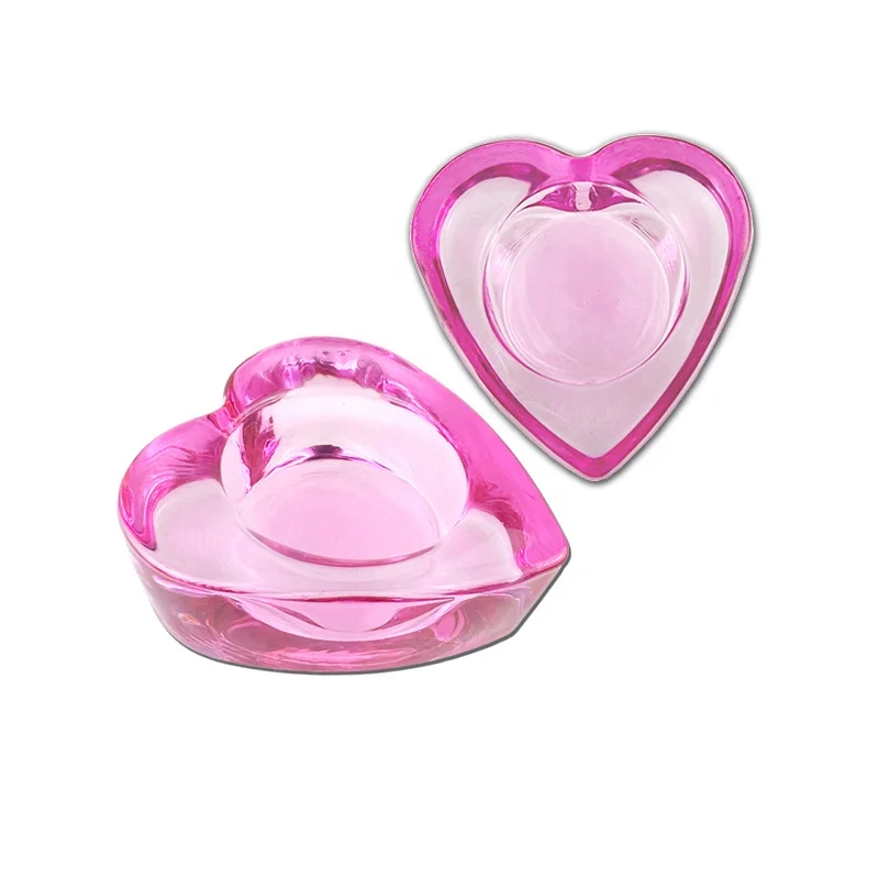 New Manicure Tool Crystal Glass Cup Acrylic Nail Art Tool Pink Heart Storage Acrylic Nails Powder Liquid Dappen Dish Cups